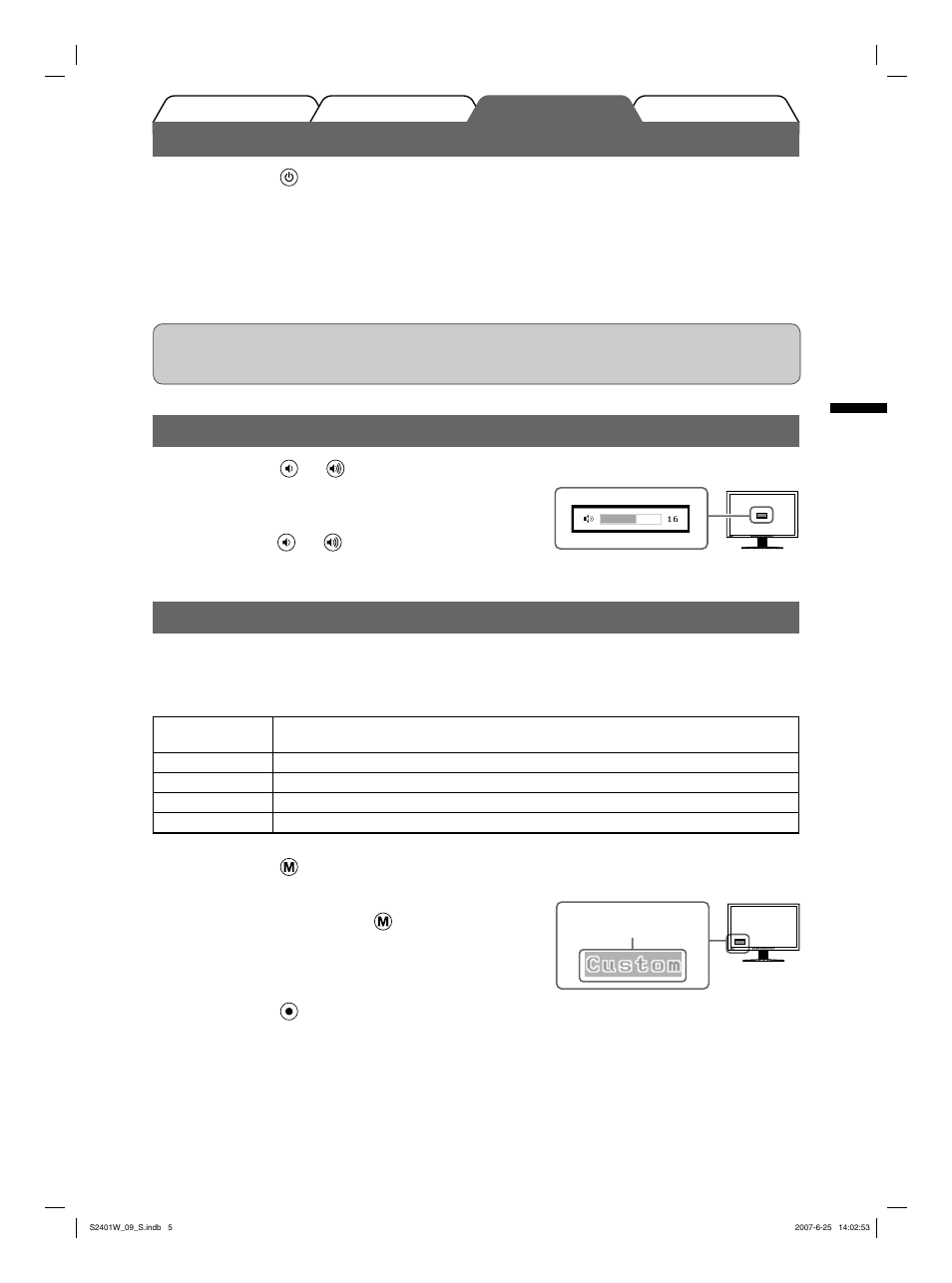 Affi chage de l’écran, Réglage du volume du haut-parleur, Sélection du mode d’écran | Eizo FlexScan S2401W User Manual | Page 23 / 76