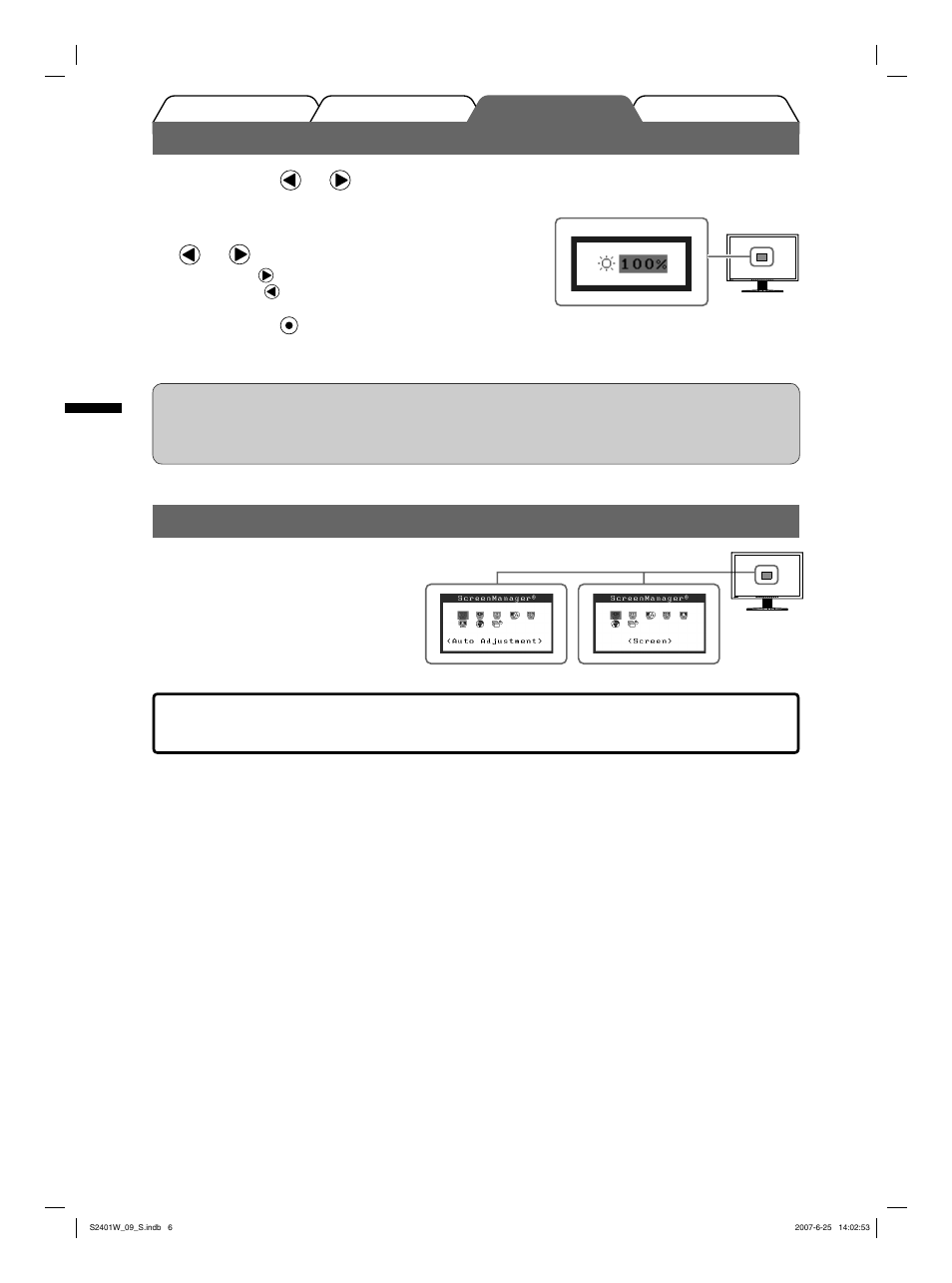 Ajustage de la luminosité, Réglages/ajustages avancés | Eizo FlexScan S2401W User Manual | Page 24 / 76