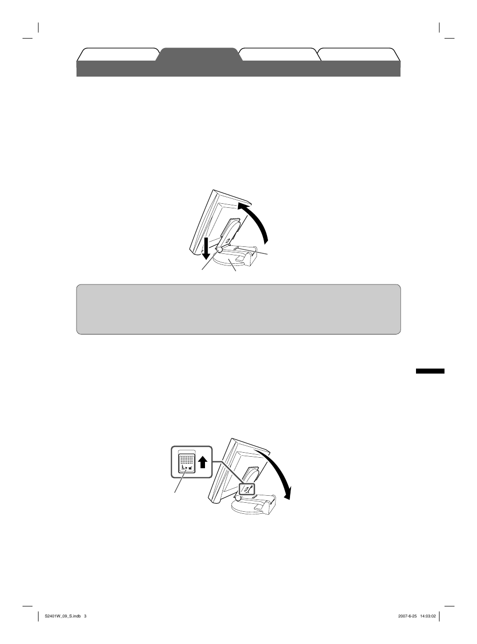 Installation/lagring av skärm med ez-up stativ | Eizo FlexScan S2401W User Manual | Page 45 / 76
