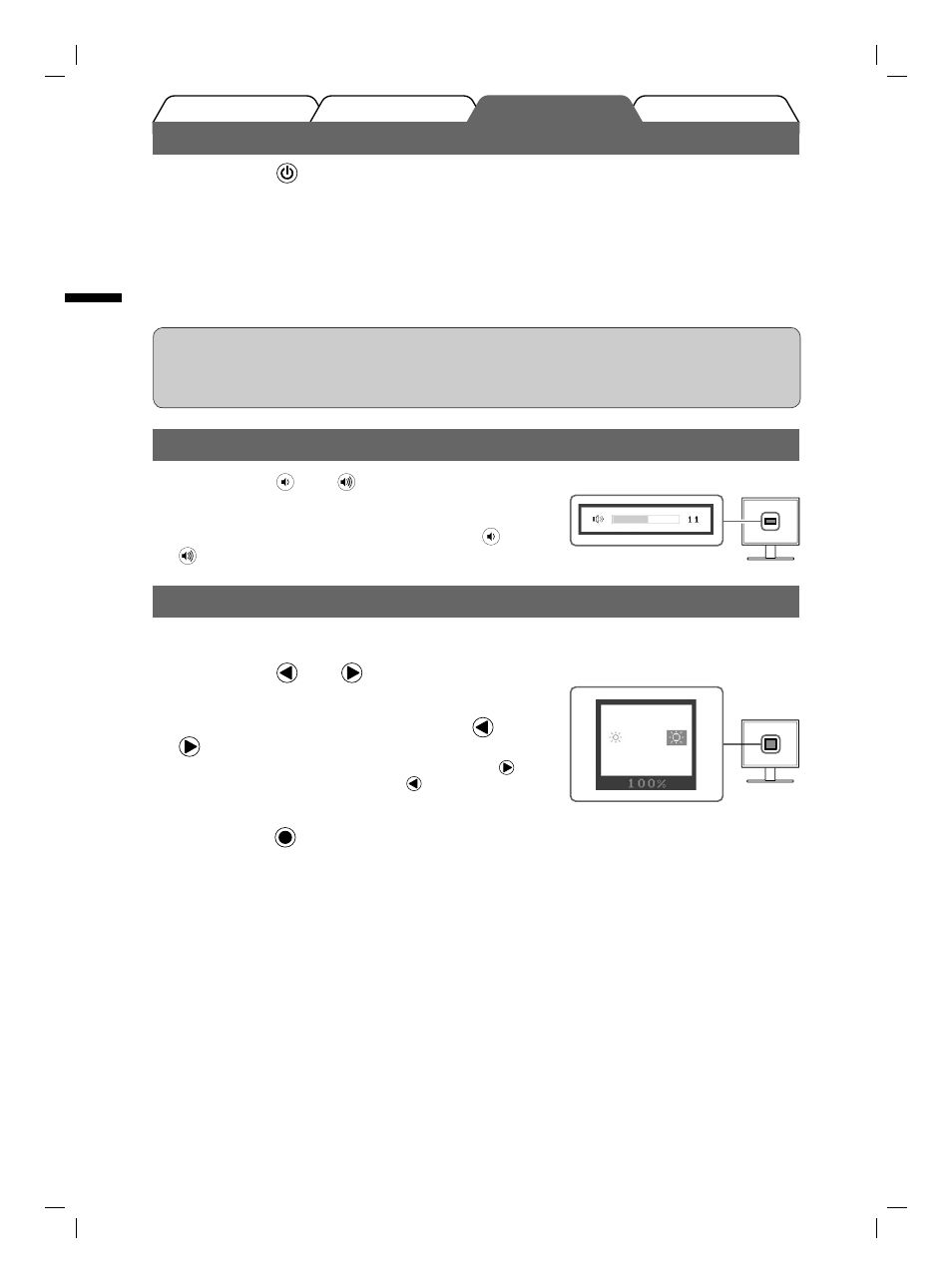 Bild wiedergeben, Bildschirmhelligkeit einstellen, Lautstärke der lautsprecher einstellen | Eizo FlexScan S1731 User Manual | Page 16 / 76