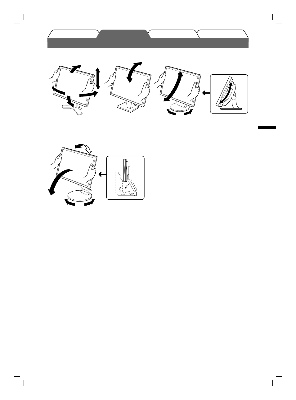 Réglage de la hauteur et de l’angle de l’écran | Eizo FlexScan S1731 User Manual | Page 23 / 76