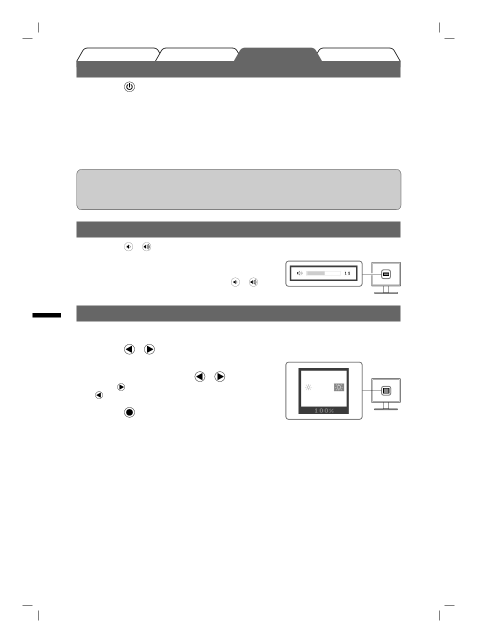 Visualizzazione dello schermo, Regolazione della luminosità, Regolazione del volume del diffusore | Eizo FlexScan S1731 User Manual | Page 40 / 76