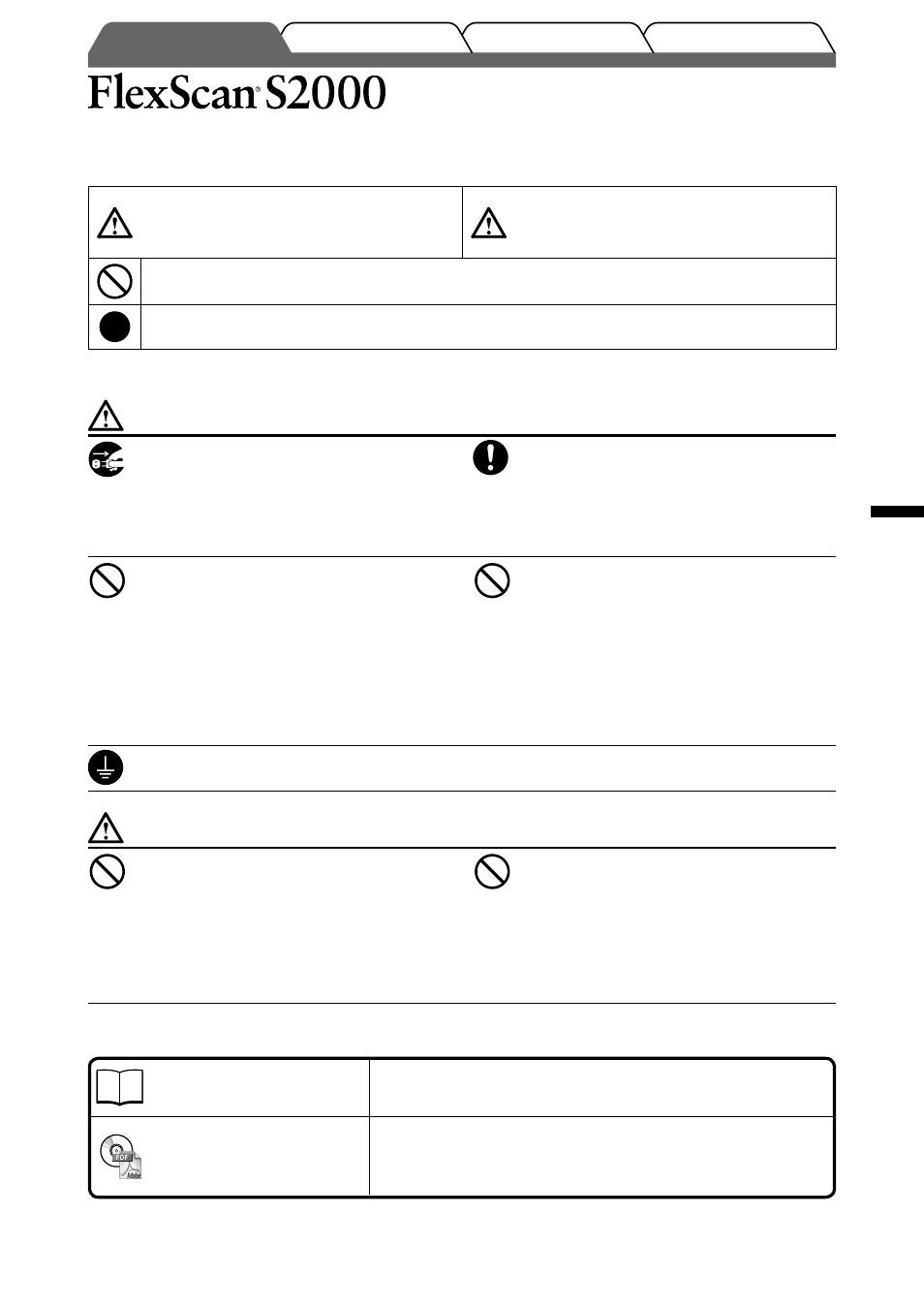 Monitor en color de pantalla de cristal líquido, Símbolos de seguridad, Precauciones | Eizo FlexScan S2000 User Manual | Page 21 / 60