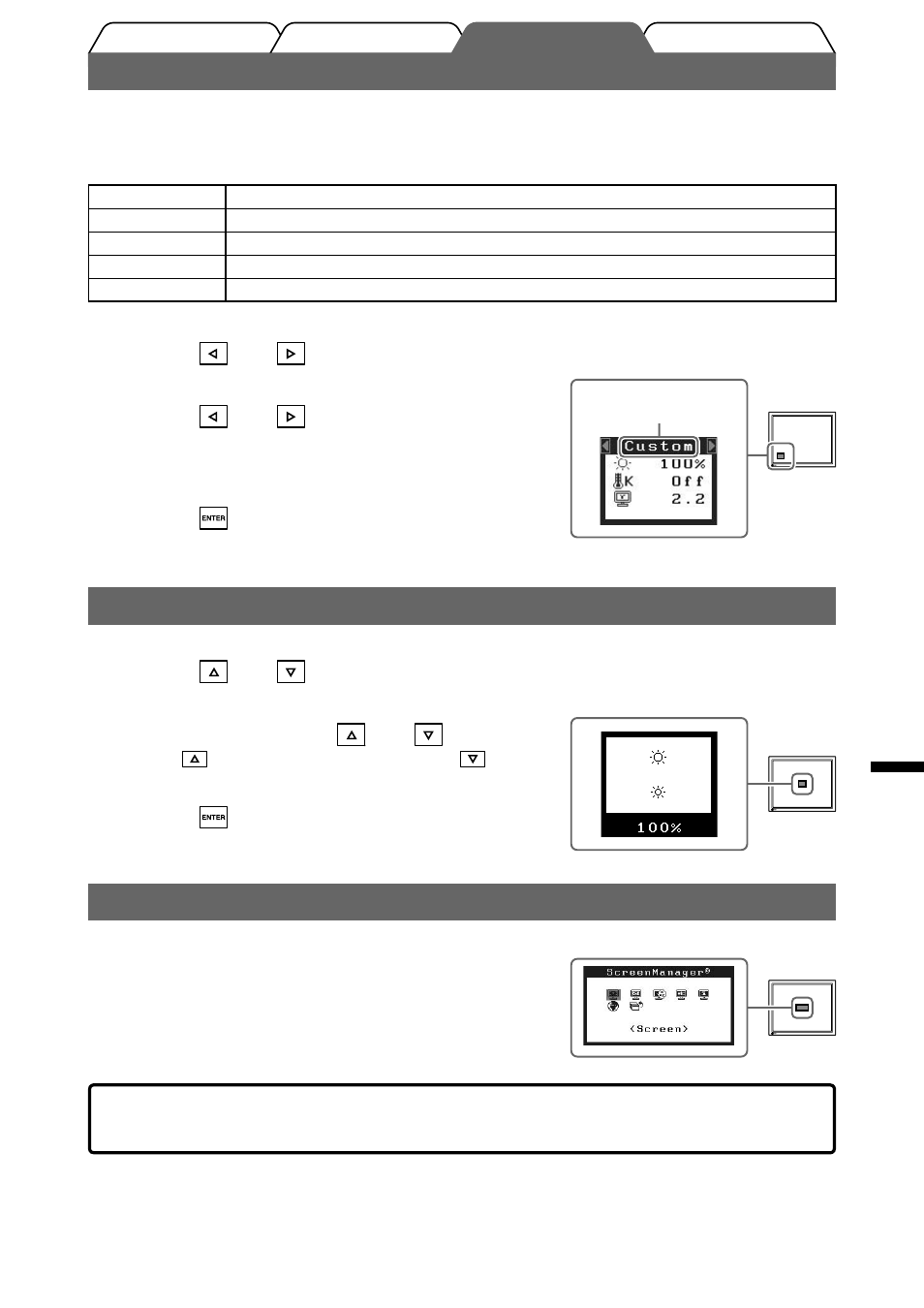 Välja skärmläge, Ställa in skärmens ljusstyrka, Att genomföra avancerade inställningar/justeringar | Eizo FlexScan S2000 User Manual | Page 37 / 60