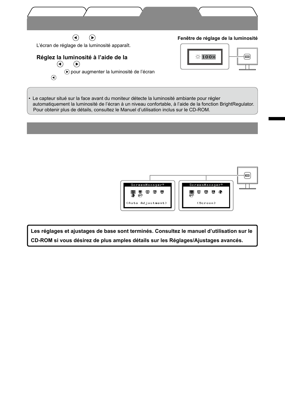 Ajustage de la luminosité, Réglages/ajustages avancés | Eizo FlexScan S1501-B User Manual | Page 19 / 60