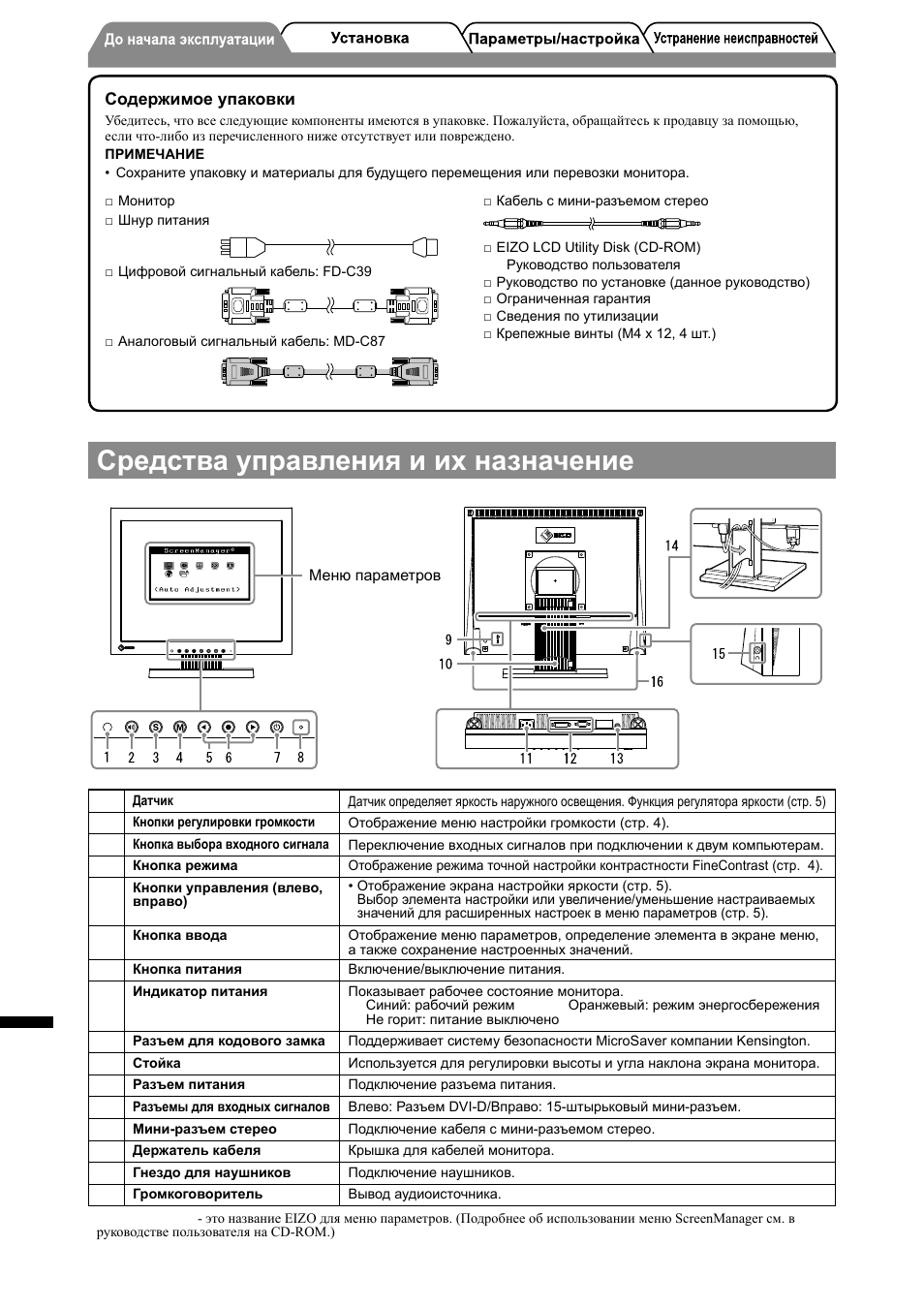 Средства управления и их назначение, Russia | Eizo FlexScan S1501-B User Manual | Page 46 / 60