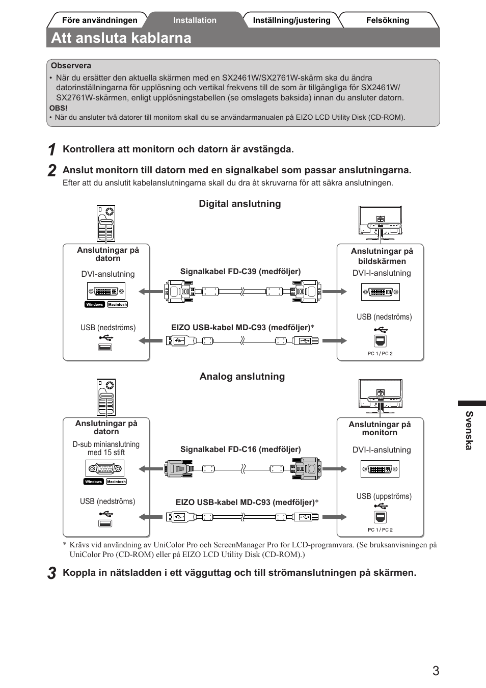 Att ansluta kablarna | Eizo FlexScan SX2761W User Manual | Page 35 / 60