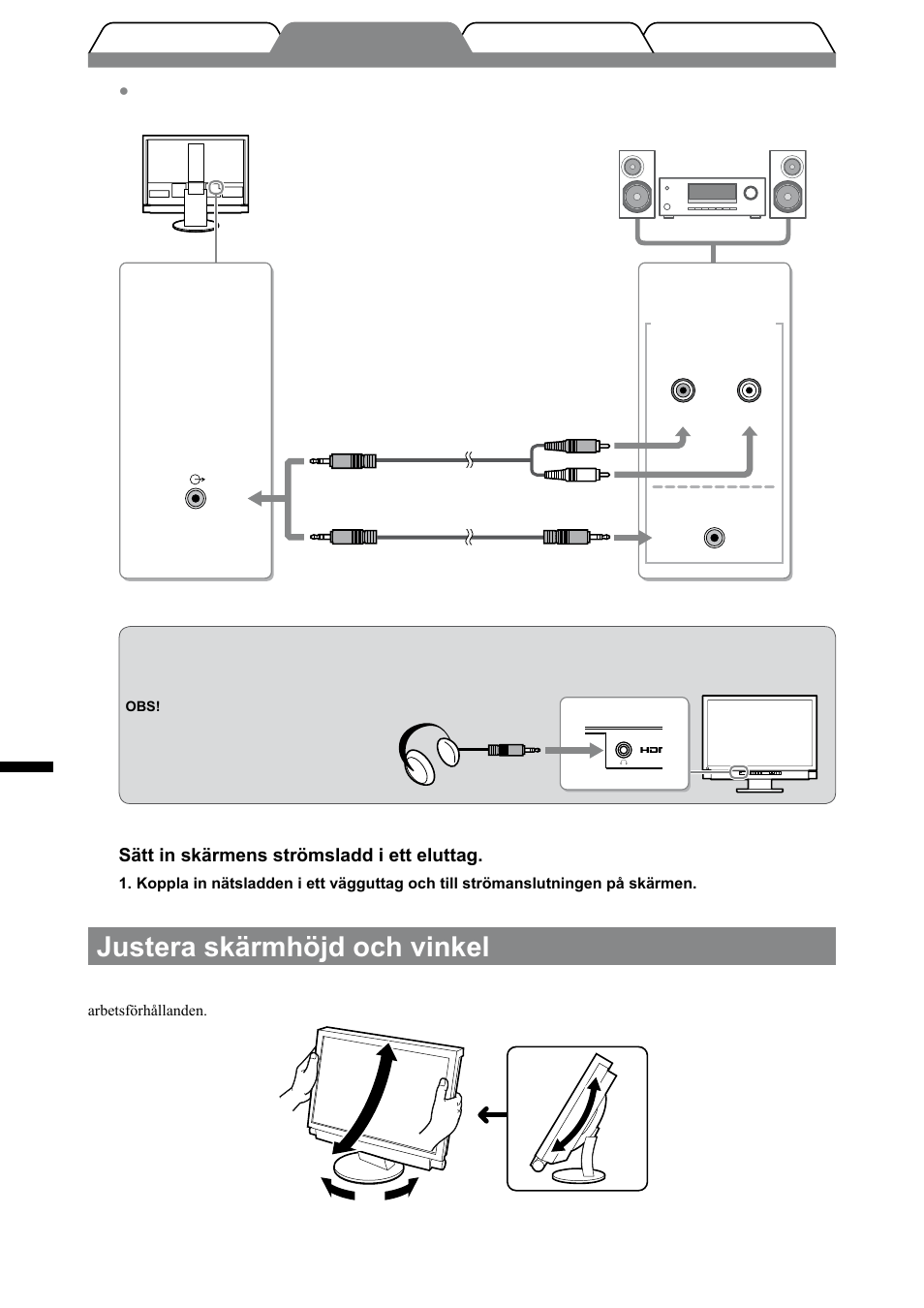 Justera skärmhöjd och vinkel | Eizo FORIS FX2431 User Manual | Page 104 / 166