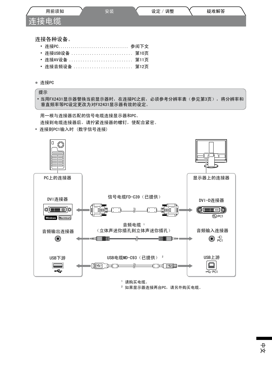 连接电缆 | Eizo FORIS FX2431 User Manual | Page 153 / 166