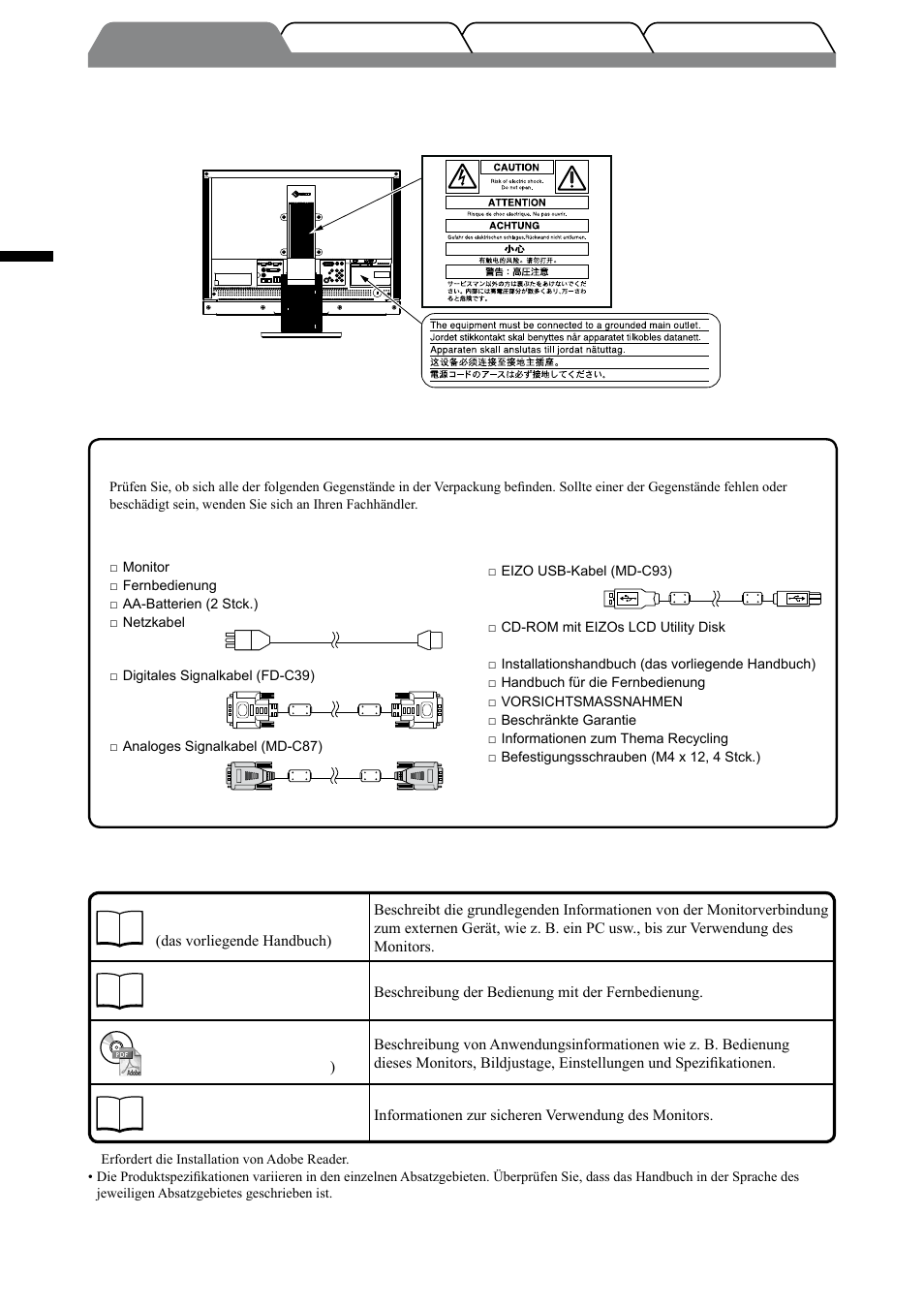 Anbringung der vorsichtshinweise | Eizo FORIS FX2431 User Manual | Page 24 / 166