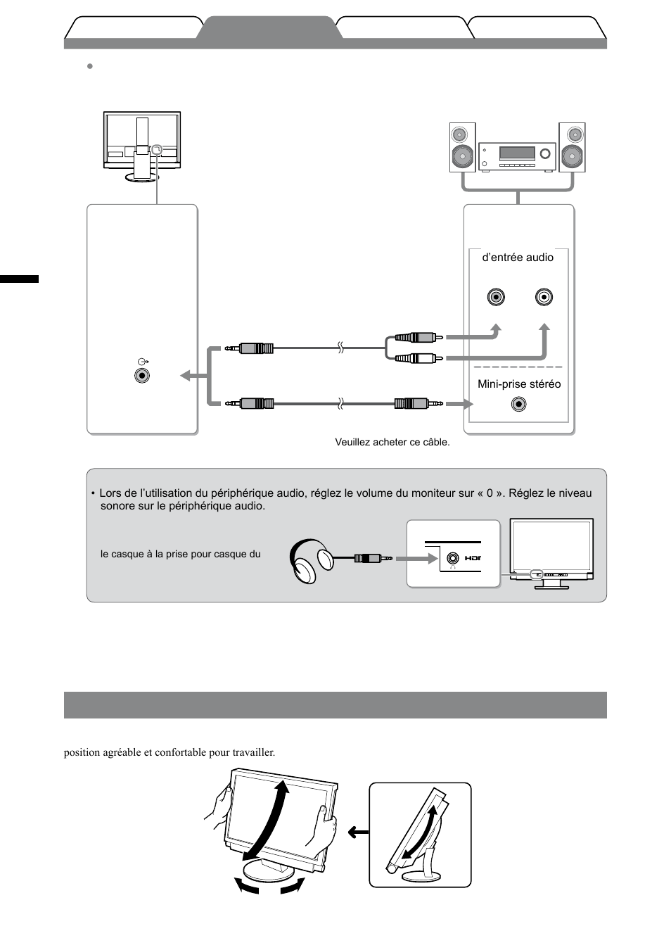 Ajustage de la hauteur et de l’angle de l’écran | Eizo FORIS FX2431 User Manual | Page 50 / 166