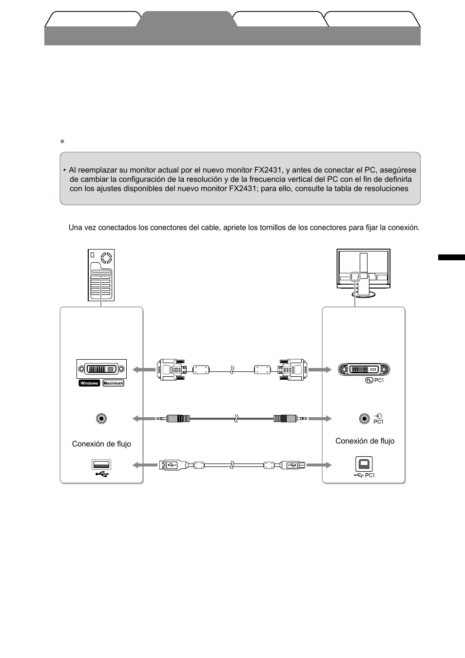 Conexión de los cables | Eizo FORIS FX2431 User Manual | Page 63 / 166