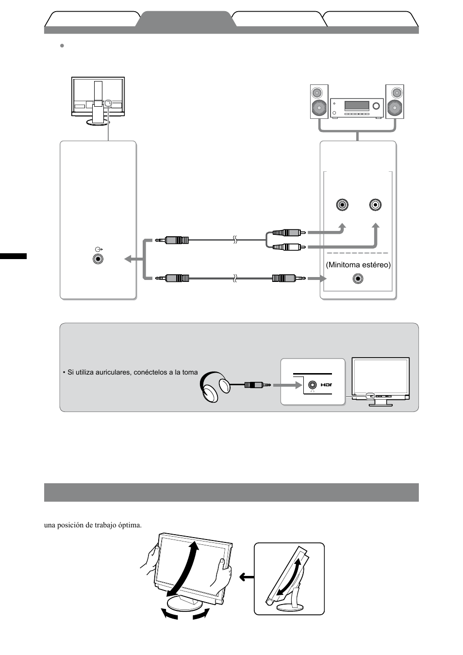 Ajuste de la altura y el ángulo de la pantalla | Eizo FORIS FX2431 User Manual | Page 68 / 166