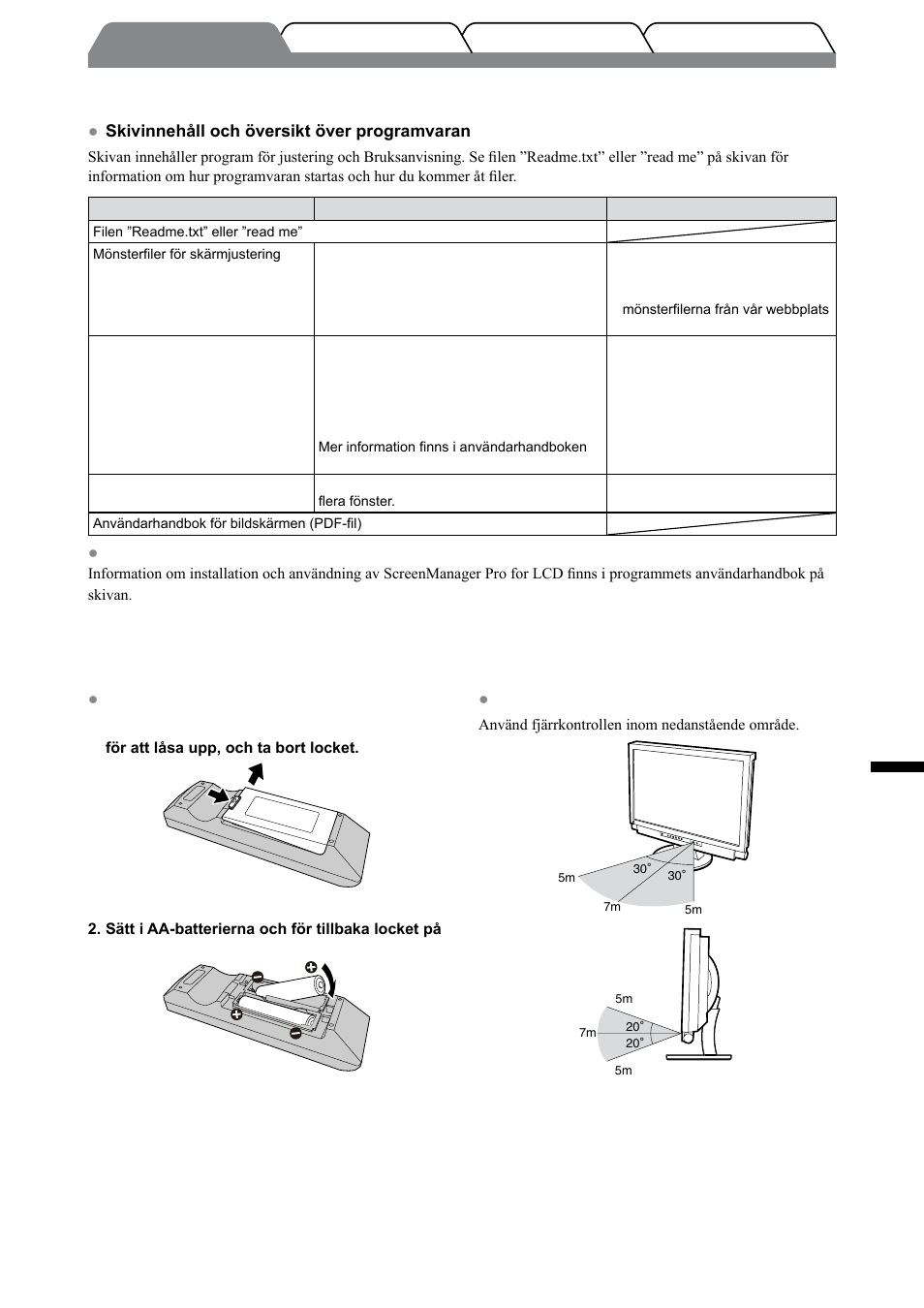 Om eizo lcd utility disk (cd-rom-skiva), Innan du använder fjärrkontrollen, Svenska | Eizo FORIS FX2431 User Manual | Page 97 / 166