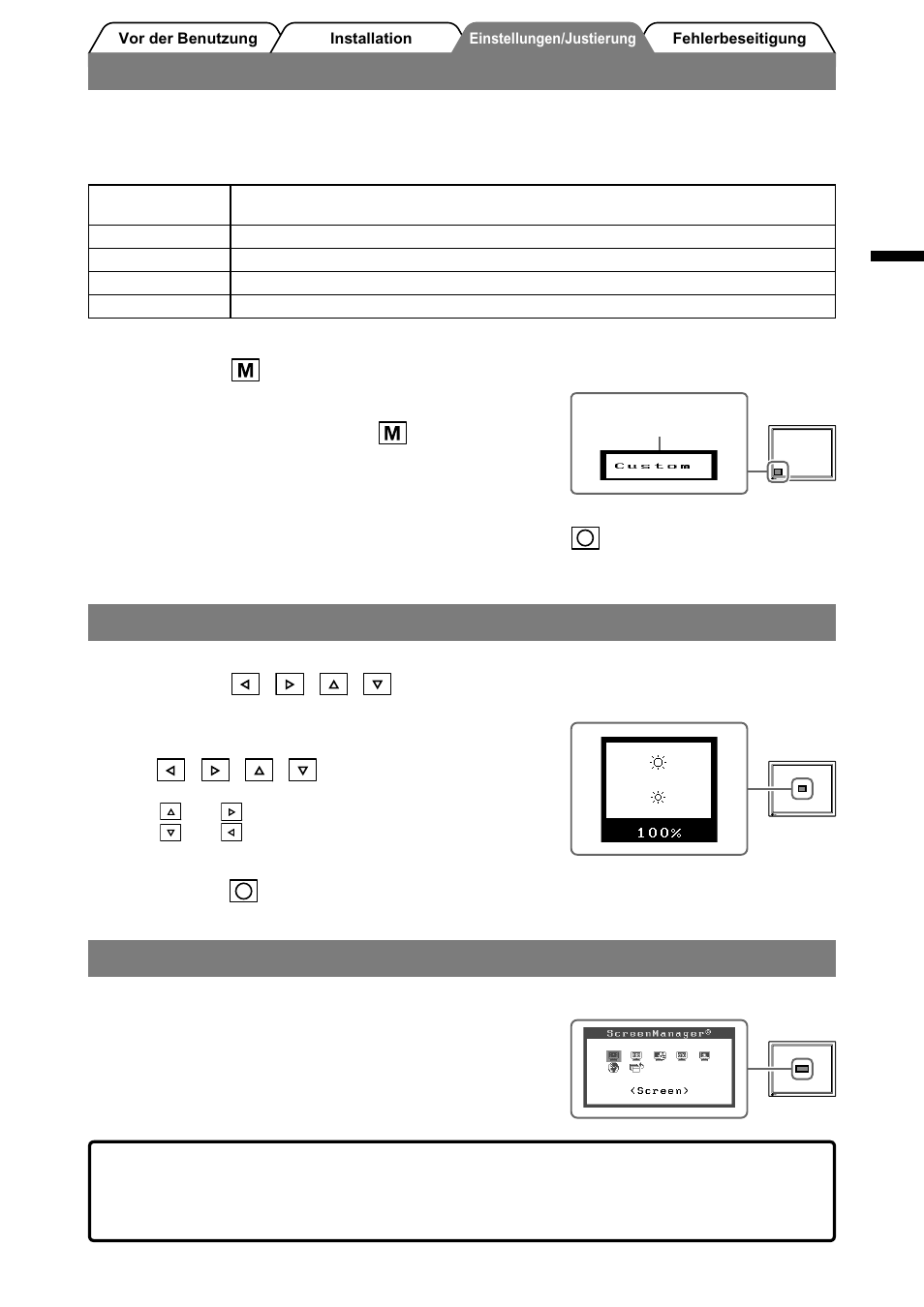 Anzeigemodus auswählen, Bildschirmhelligkeit einstellen, Erweiterte einstellungen/justierungen vornehmen | Eizo FlexScan S1910 User Manual | Page 13 / 58