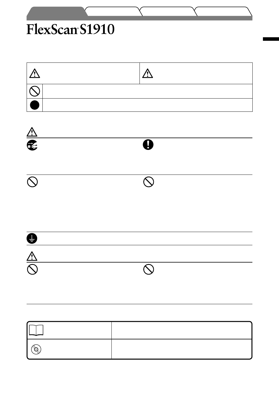 Color lcd monitor, Safety symbols, Precautions | About setup manual and user’s manual | Eizo FlexScan S1910 User Manual | Page 3 / 58