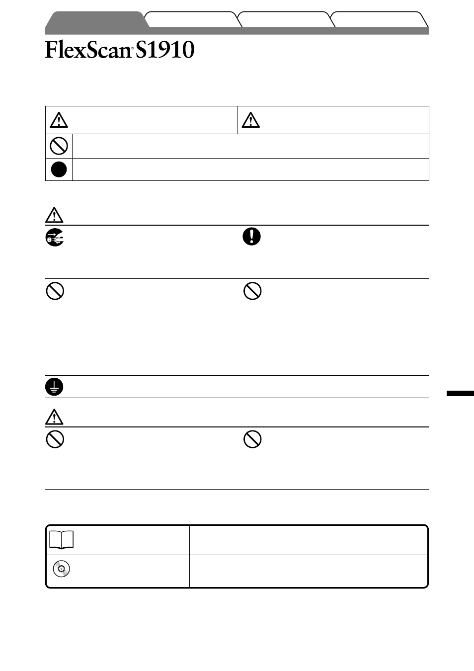Lcd-färgskärm, Säkerhetssymboler, Försiktighetsåtgärder | Om installationshandboken och bruksanvisningen | Eizo FlexScan S1910 User Manual | Page 33 / 58