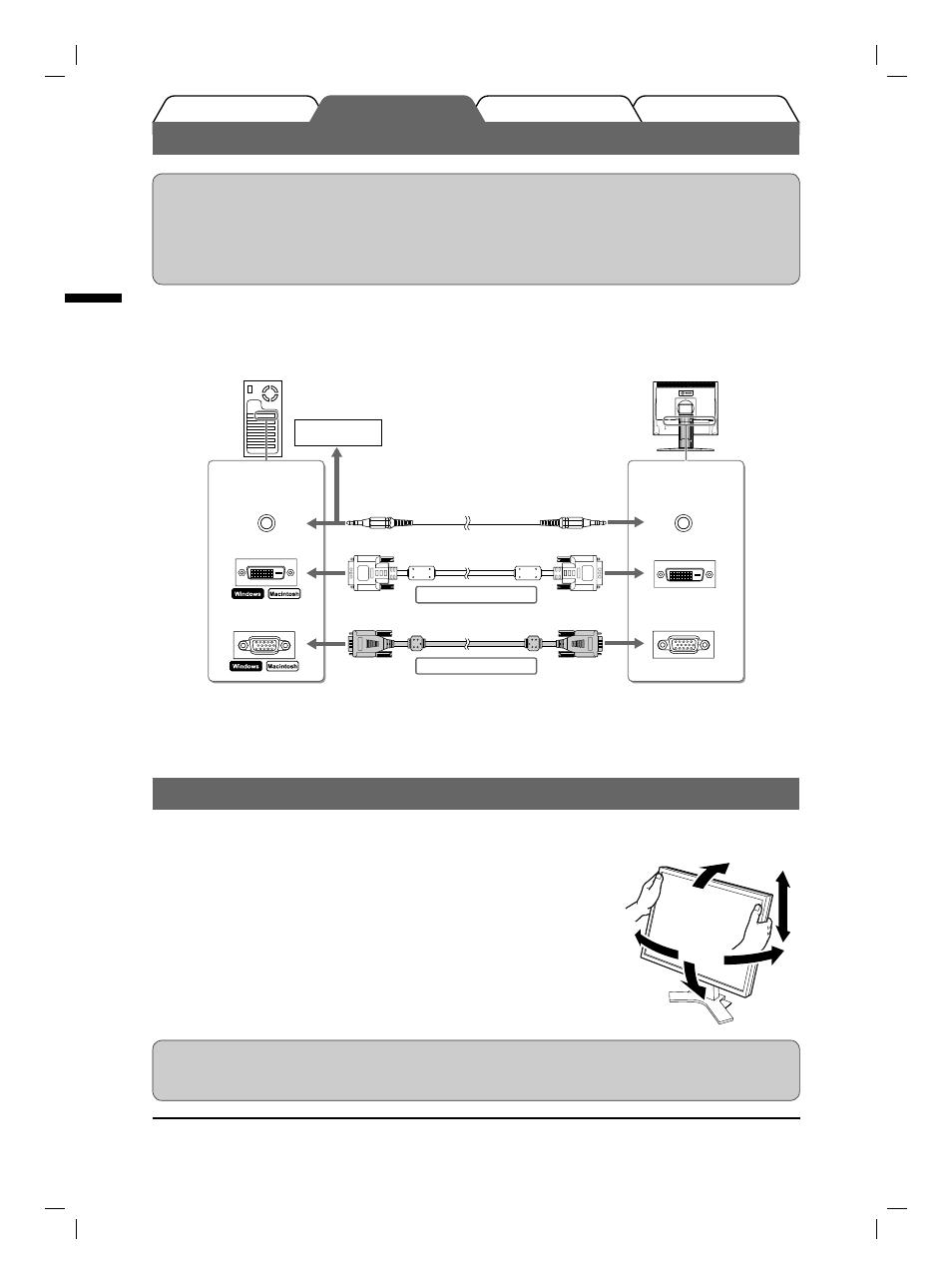 Kabeln anschließen, Höhe und neigung des bildschirms einstellen | Eizo FlexScan S1961 User Manual | Page 14 / 76