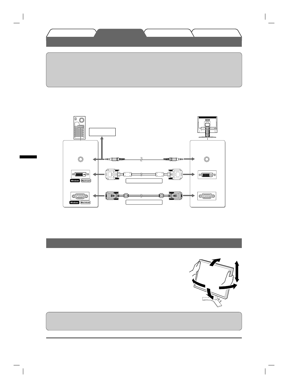 Conexión de los cables, Ajuste de la altura y el ángulo de la pantalla | Eizo FlexScan S1961 User Manual | Page 30 / 76