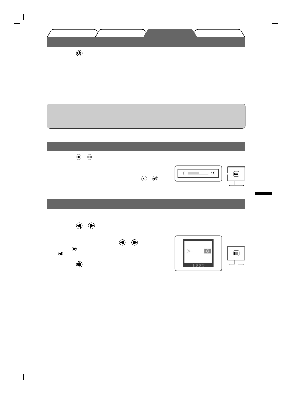Visualizzazione dello schermo, Regolazione della luminosità, Regolazione del volume del diffusore | Eizo FlexScan S1961 User Manual | Page 39 / 76