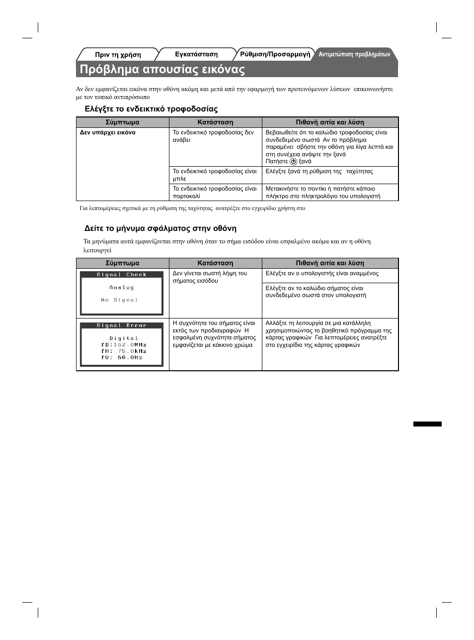 Πρόβλημα απουσίας εικόνας | Eizo FlexScan S1961 User Manual | Page 57 / 76