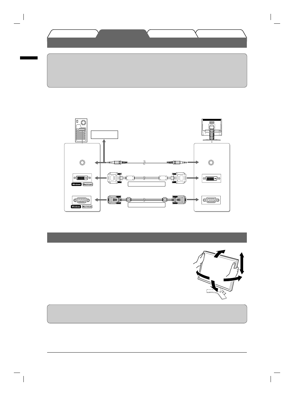 Connecting cables, Adjusting screen height and angle | Eizo FlexScan S1961 User Manual | Page 6 / 76
