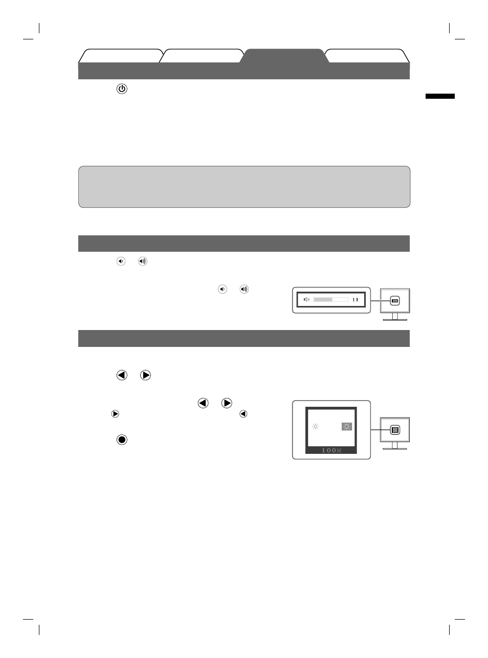 Displaying screen, Adjusting brightness, Adjusting speaker volume | Eizo FlexScan S1961 User Manual | Page 7 / 76