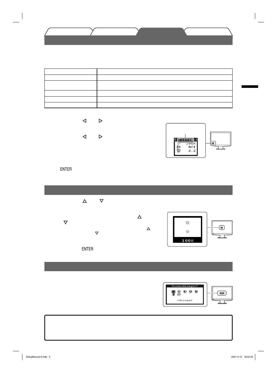 Anzeigemodus auswählen, Bildschirmhelligkeit einstellen, Erweiterte einstellungen/justierung vornehmen | Eizo FlexScan S2411W User Manual | Page 13 / 60