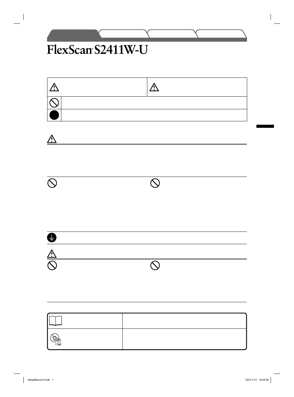 Moniteur couleur lcd, Symboles de securite, Precautions | Eizo FlexScan S2411W User Manual | Page 15 / 60