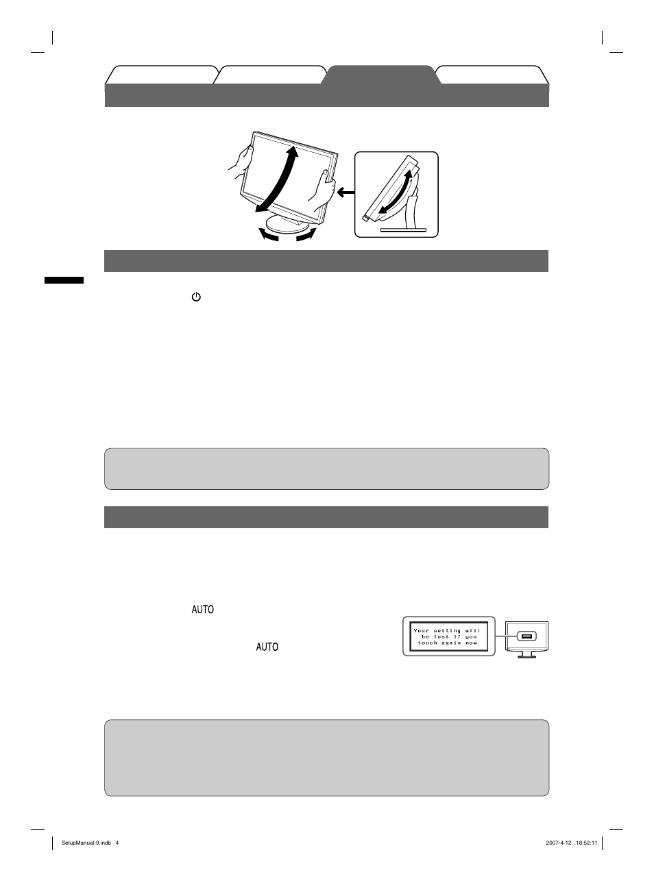 Affi chage de l’écran, Ajustage de la hauteur et de l’angle de l’écran | Eizo FlexScan S2411W User Manual | Page 18 / 60