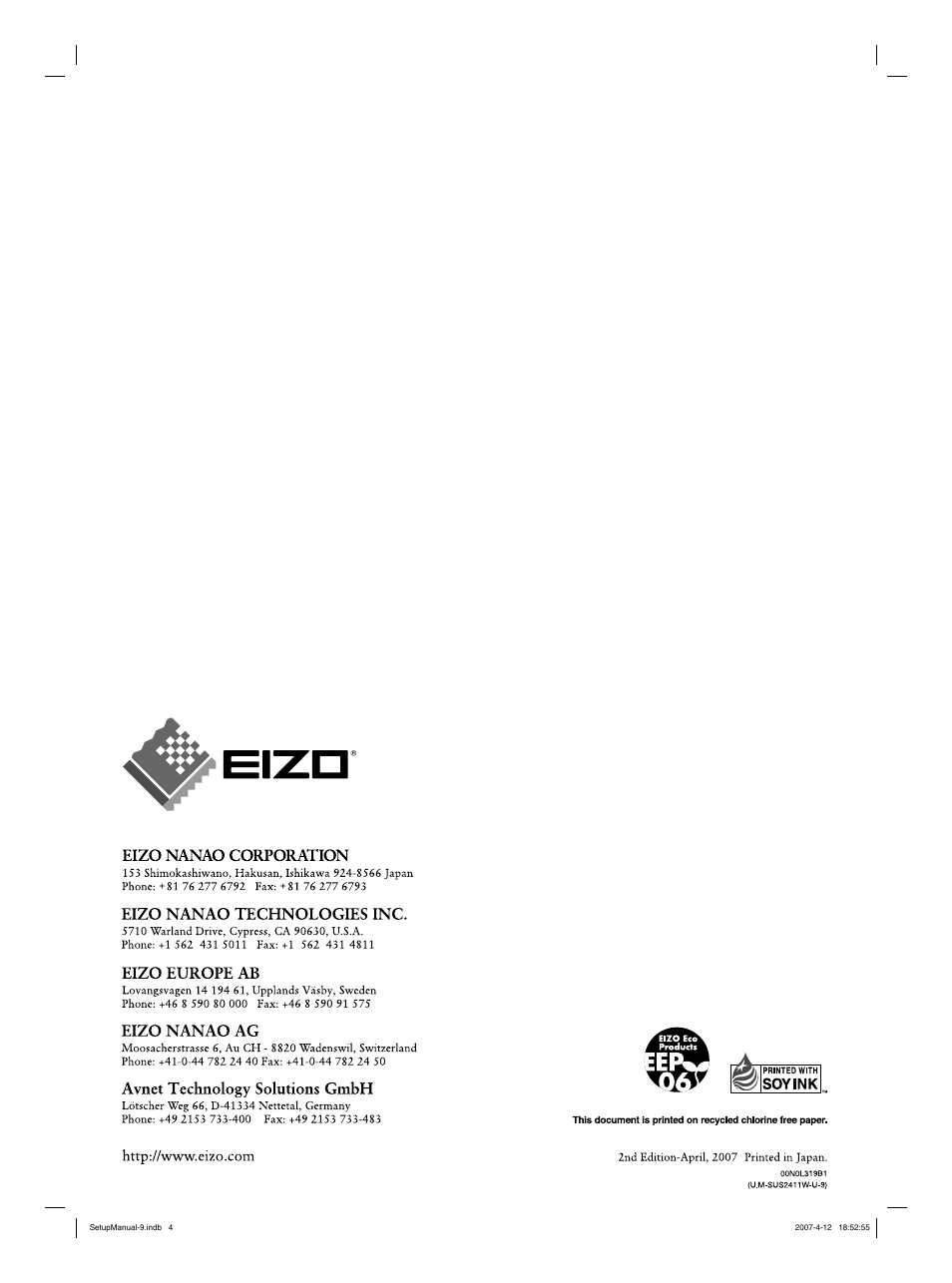 Eizo FlexScan S2411W User Manual | Page 60 / 60