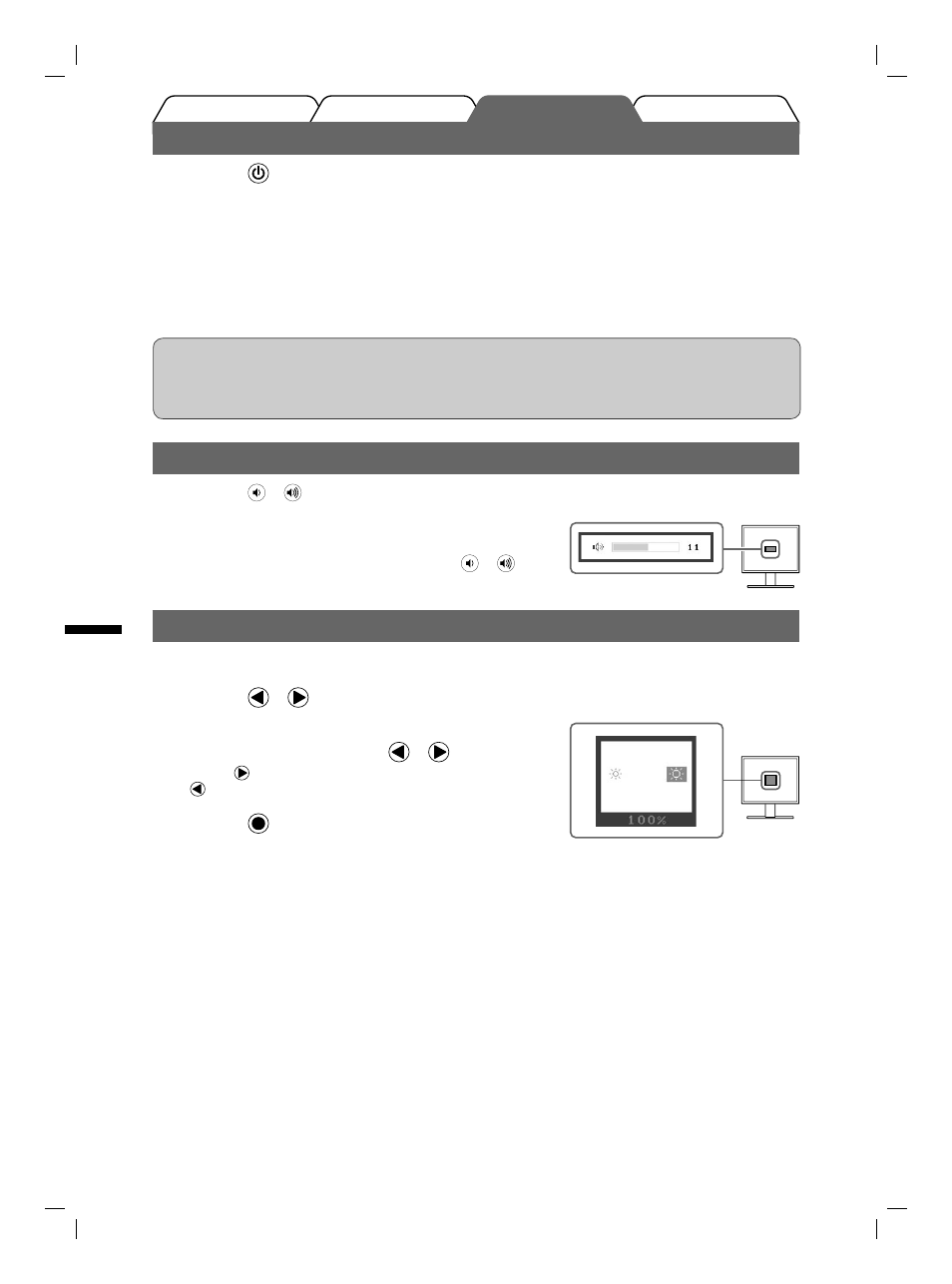 Visualizzazione dello schermo, Regolazione della luminosità, Regolazione del volume del diffusore | Eizo FlexScan S1901 User Manual | Page 40 / 76