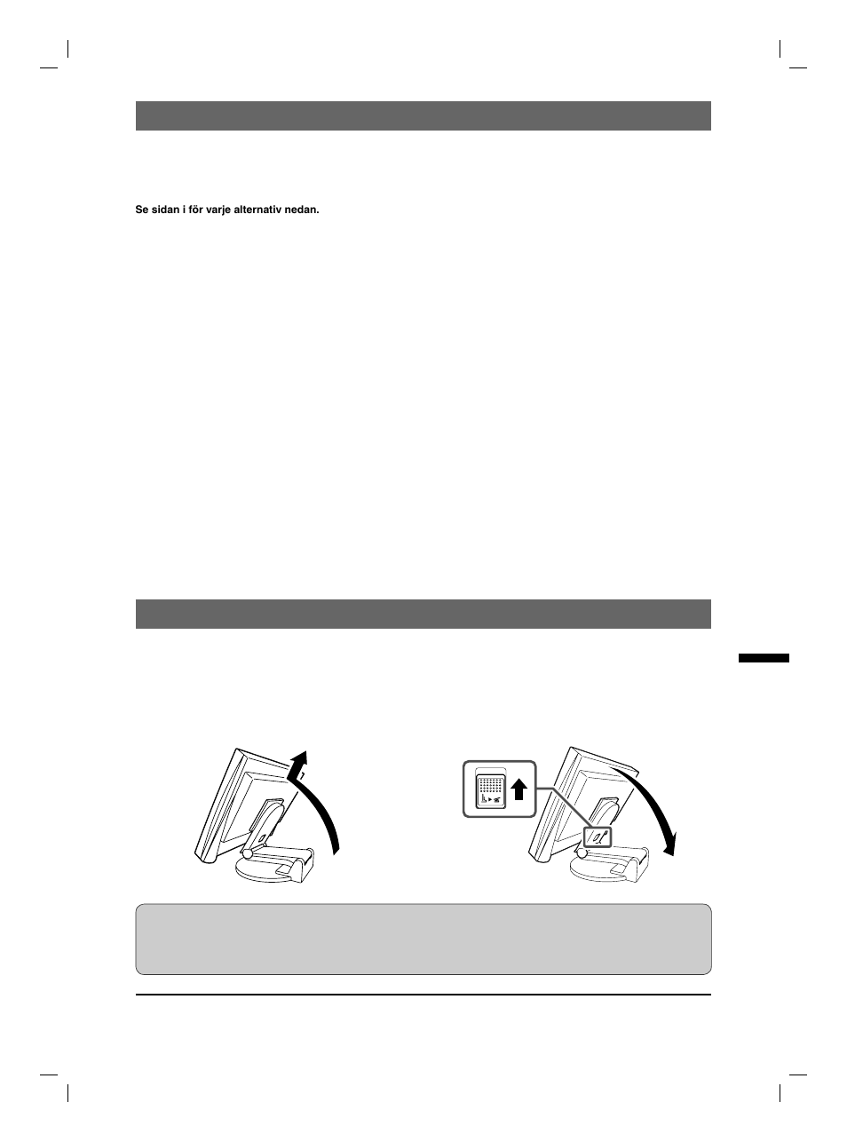 Förpackningens innehåll, Installation/lagring av skärm med ez-up stativ | Eizo FlexScan S1901 User Manual | Page 45 / 76