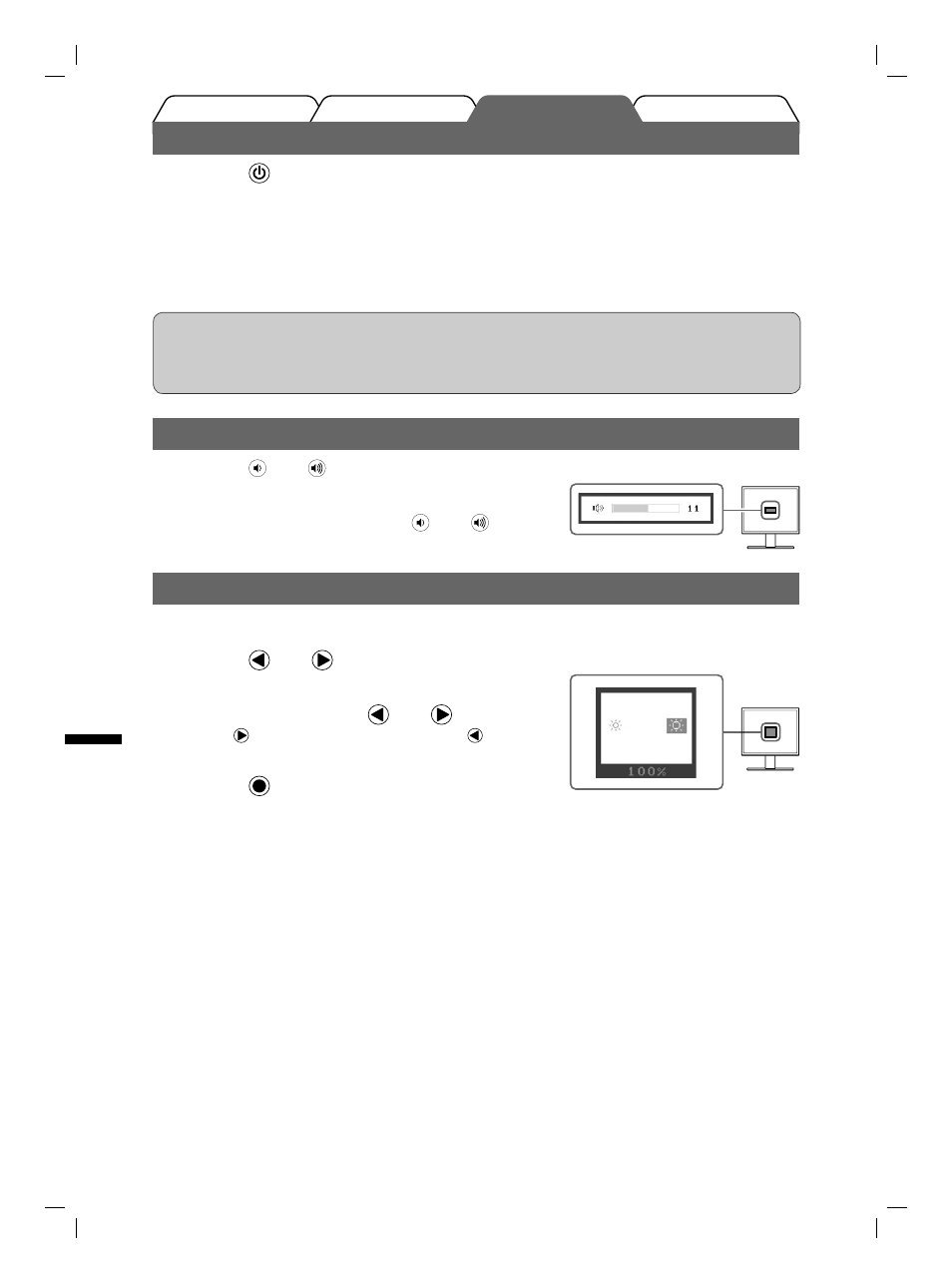 Visa skärmen, Ställa in skärmens ljusstyrka, Justera högtalarvolymen | Eizo FlexScan S1901 User Manual | Page 48 / 76