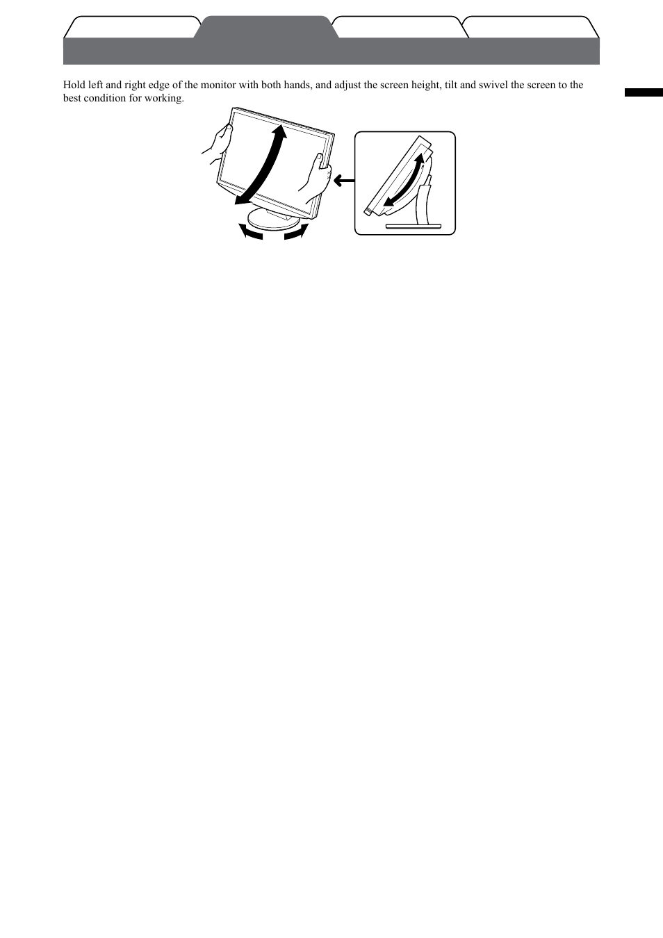Adjusting the screen height and angle | Eizo FlexScan HD2442W User Manual | Page 13 / 148