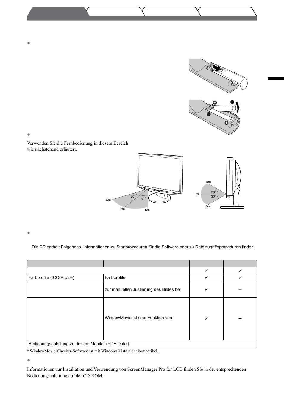 Vor der verwendung der fernbedienung, Deutsch | Eizo FlexScan HD2442W User Manual | Page 23 / 148