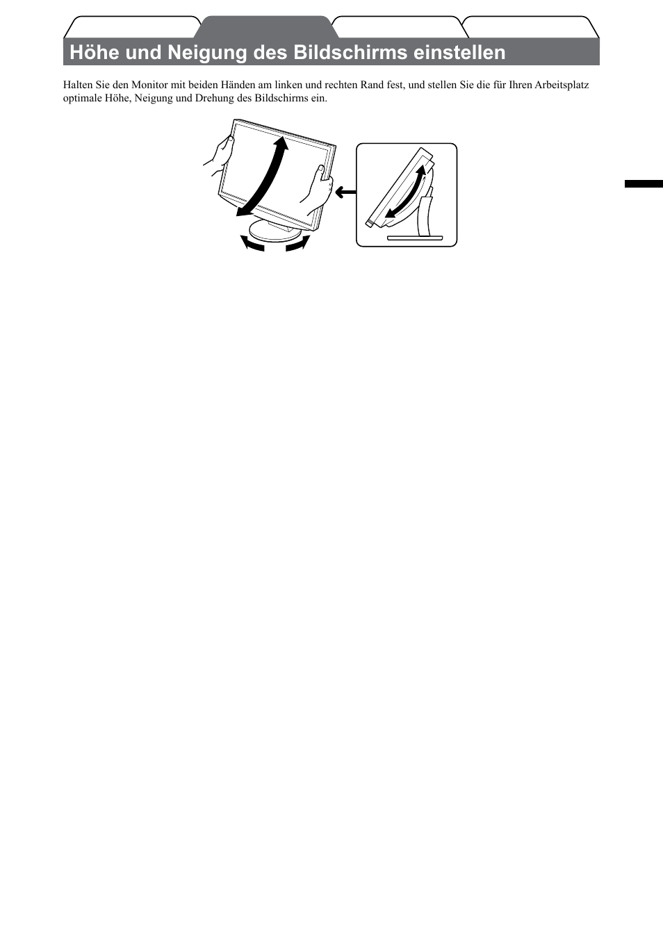 Höhe und neigung des bildschirms einstellen | Eizo FlexScan HD2442W User Manual | Page 29 / 148