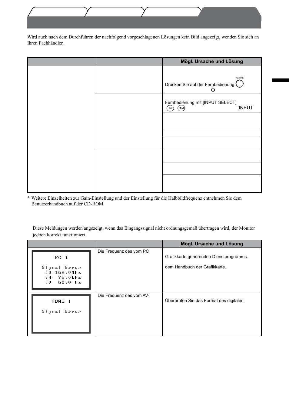 Problem: kein bild, Deutsch, Prüfen sie den status der betriebsanzeige | Eizo FlexScan HD2442W User Manual | Page 33 / 148
