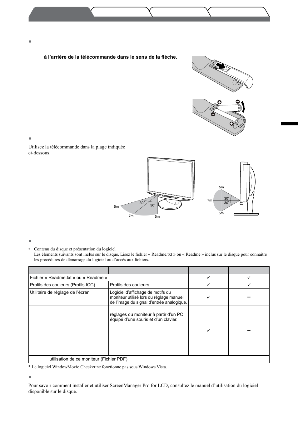 Avant d’utiliser la télécommande, A propos du disque d’utilitaires eizo lcd (cd-rom), Français | Eizo FlexScan HD2442W User Manual | Page 39 / 148