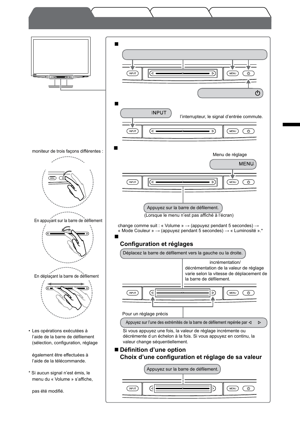 Utilisation de l’interrupteur de fonctionnement, Français, Ouverture/fermeture d’un menu | Eizo FlexScan HD2442W User Manual | Page 41 / 148