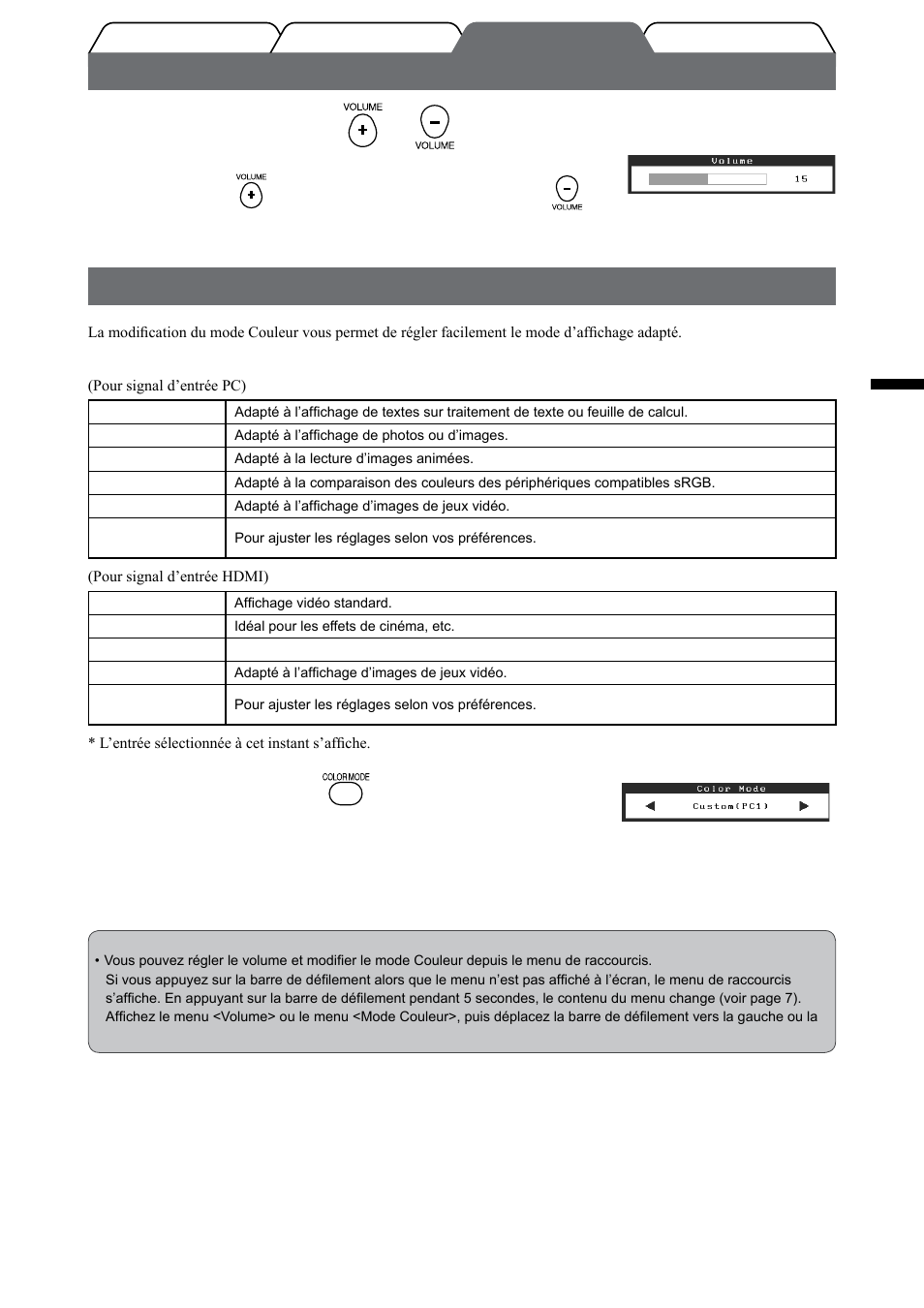 Sélection du mode d’écran, Réglage du volume sonore | Eizo FlexScan HD2442W User Manual | Page 47 / 148