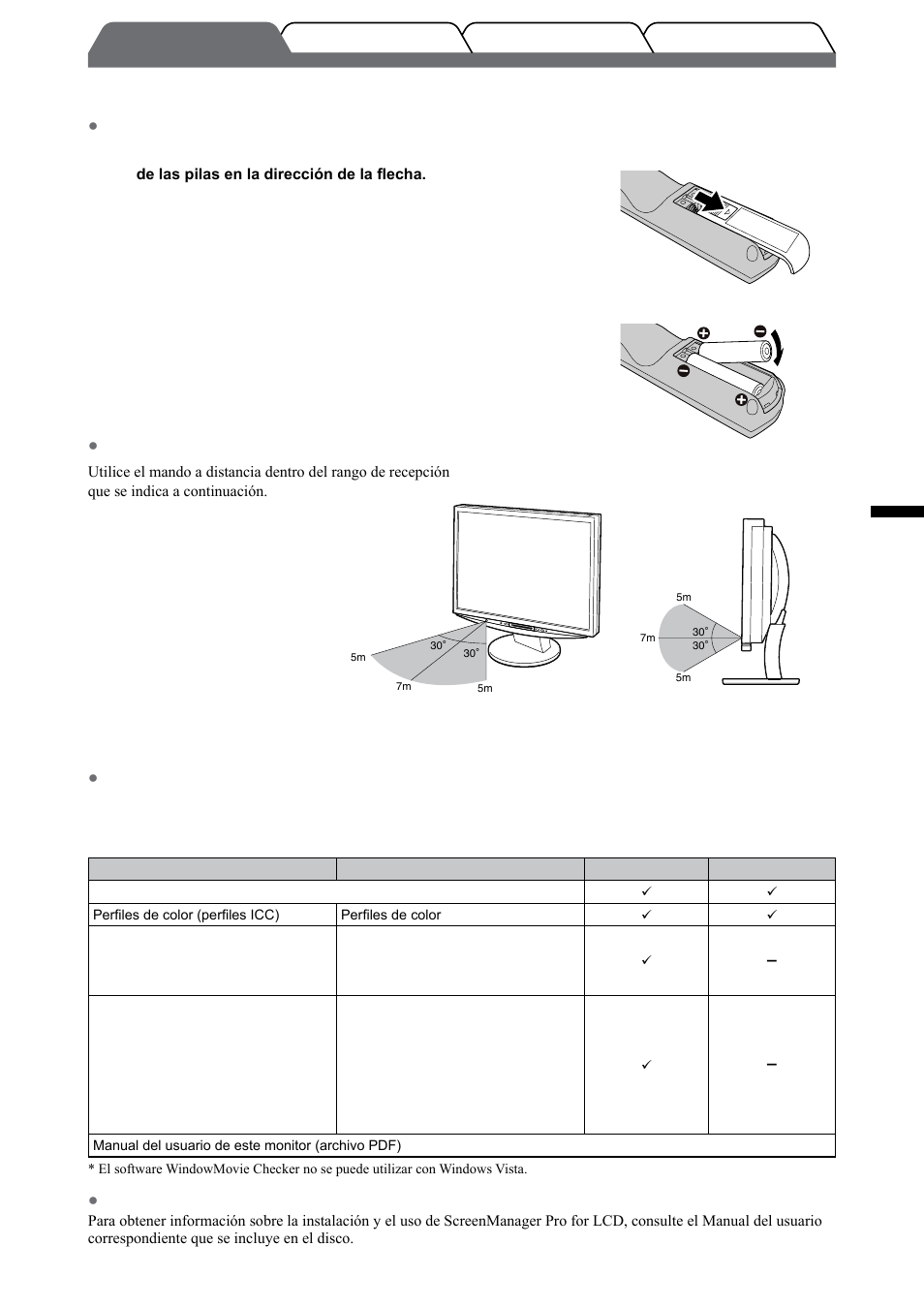 Antes de utilizar el mando a distancia, Acerca de eizo lcd utility disk (cd-rom), Español | Eizo FlexScan HD2442W User Manual | Page 55 / 148