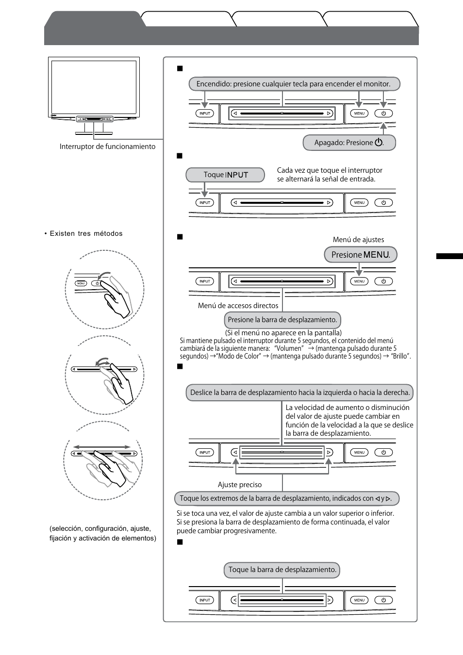 Uso del interruptor de funcionamiento | Eizo FlexScan HD2442W User Manual | Page 57 / 148