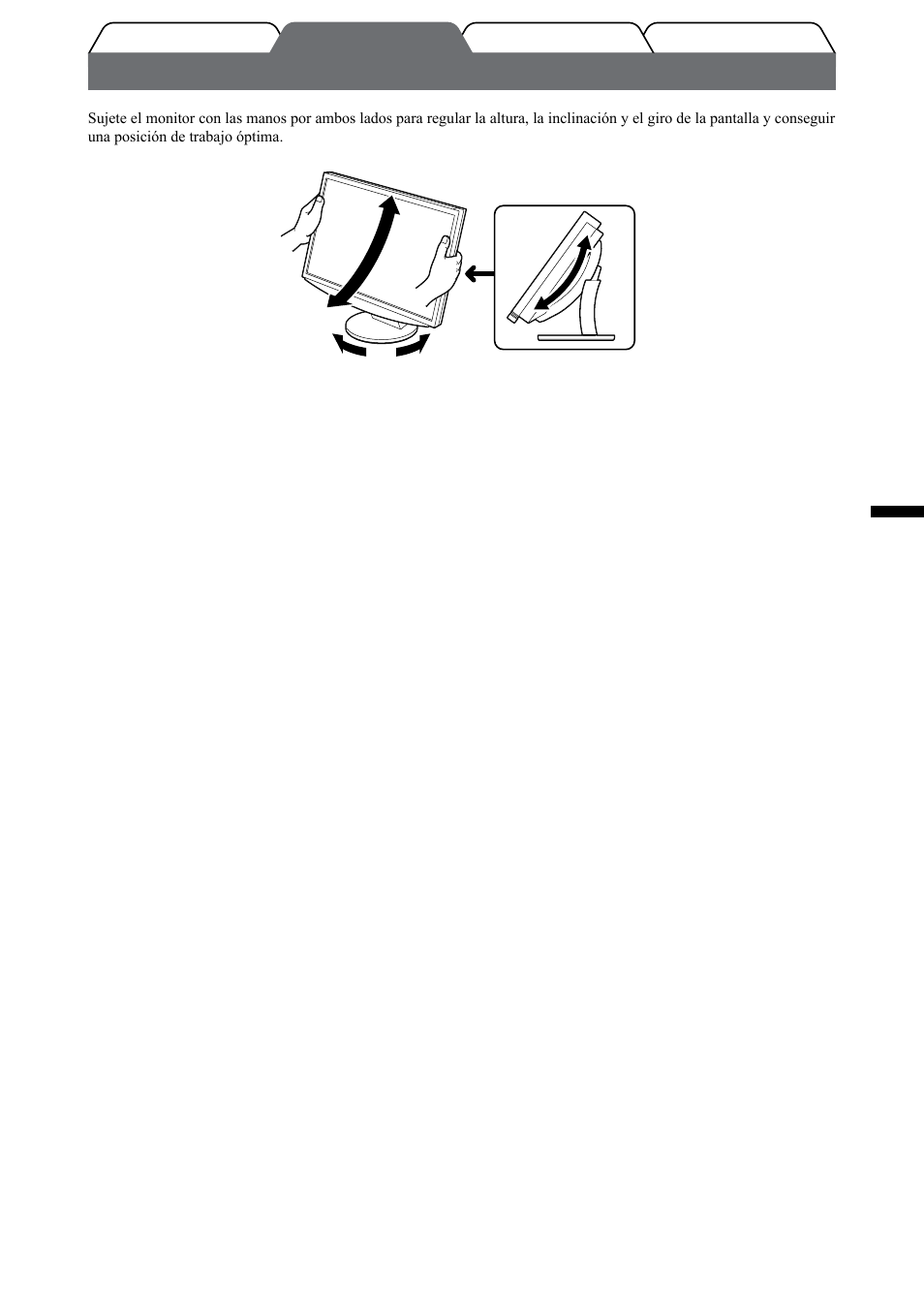 Ajuste de la altura y el ángulo de la pantalla | Eizo FlexScan HD2442W User Manual | Page 61 / 148