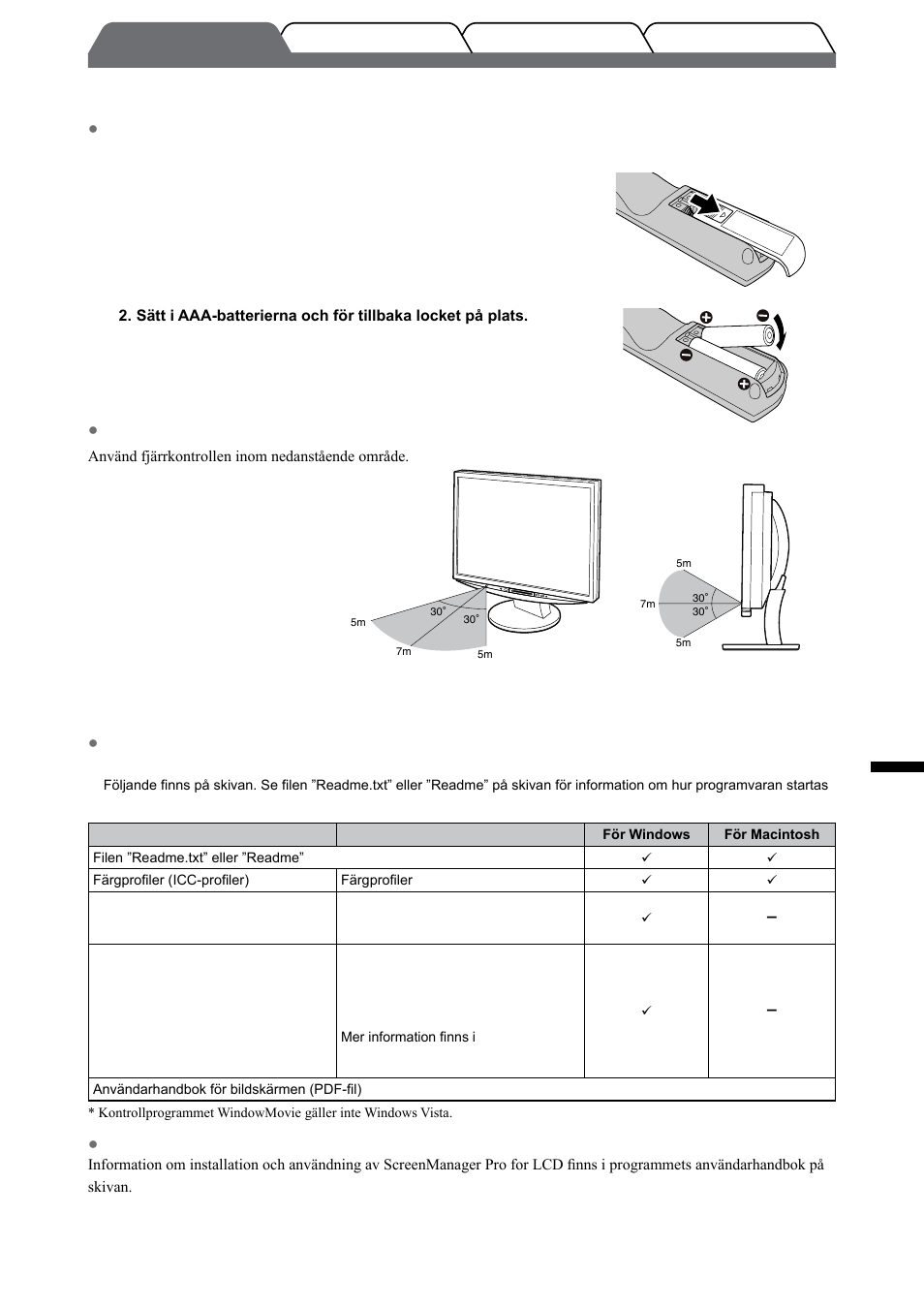 Innan du använder fjärrkontrollen, Om eizo lcd utility disk (cd-rom-skiva), Svenska | Eizo FlexScan HD2442W User Manual | Page 87 / 148