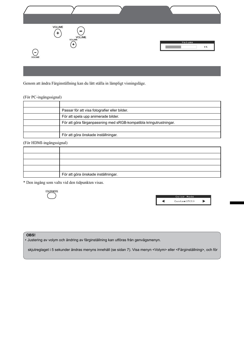 Justering av ljudvolym, Välja skärmläge | Eizo FlexScan HD2442W User Manual | Page 95 / 148