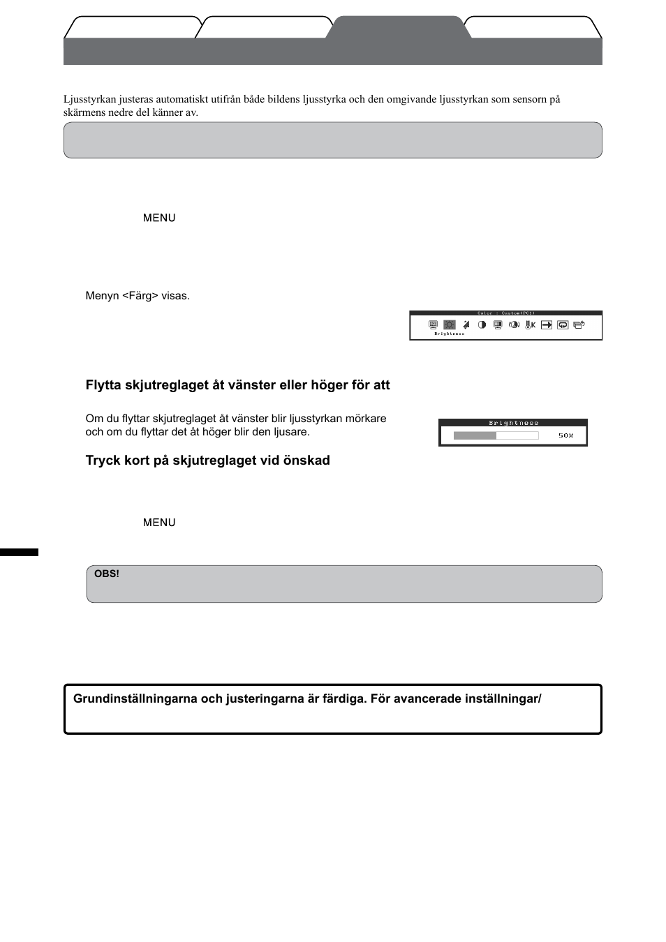 Ställa in skärmens ljusstyrka | Eizo FlexScan HD2442W User Manual | Page 96 / 148