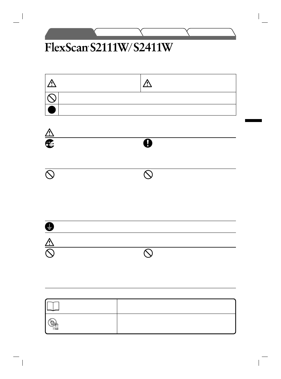 Moniteur couleur lcd, Symboles de securite, Precautions | Eizo FlexScan S2111W User Manual | Page 15 / 60