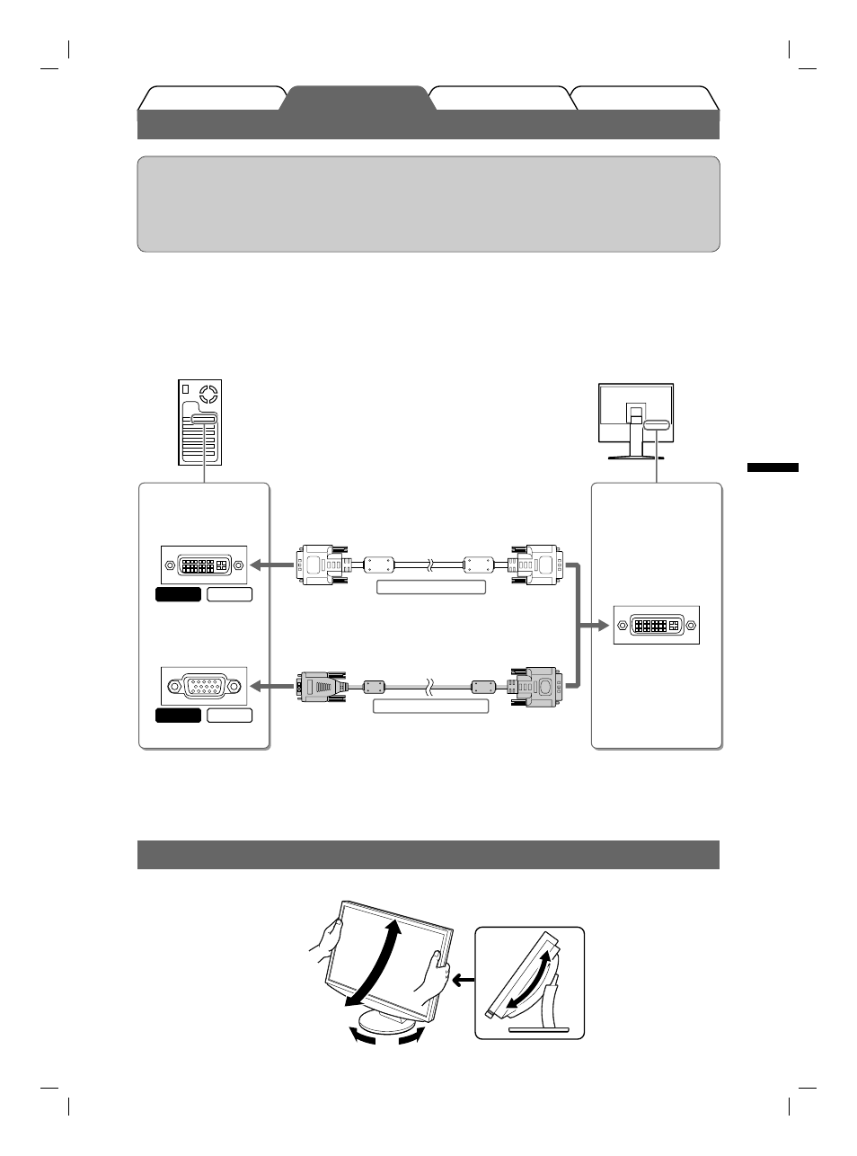 Conexión de los cables, Ajuste de la altura y el ángulo de la pantalla | Eizo FlexScan S2111W User Manual | Page 23 / 60