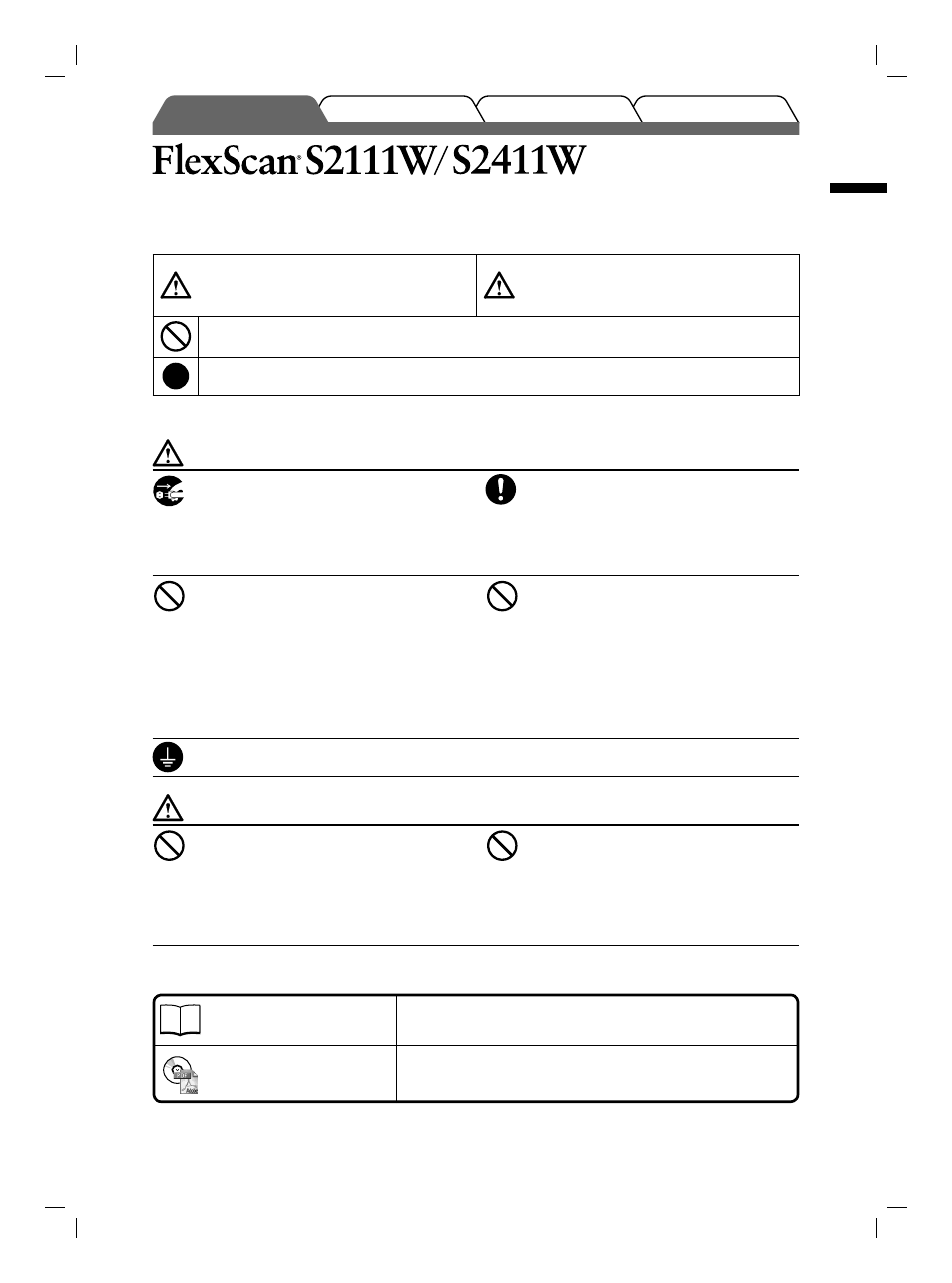 Color lcd monitor, Safety symbols, Precautions | About setup manual and user’s manual | Eizo FlexScan S2111W User Manual | Page 3 / 60